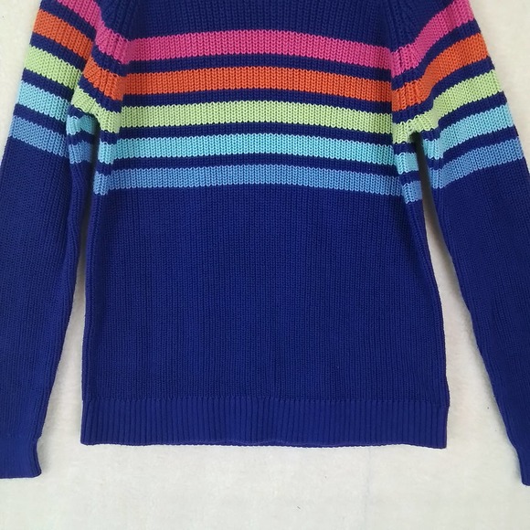 Children's Place Crew Neck Knit Sweater Size Large in Blue w/ Stripes - Picture 4 of 10